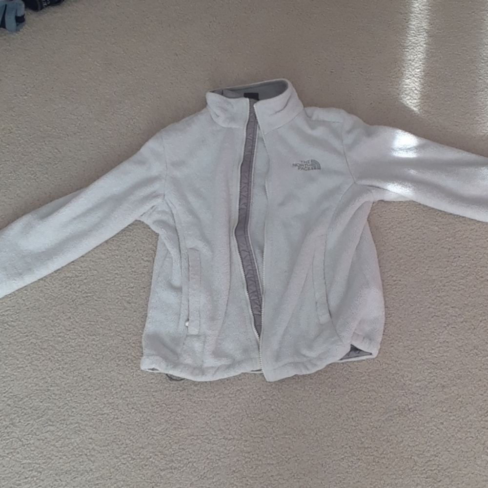White Fuzzy North Face Jacket